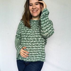 Sugar Lips Green and White Bell Sleeve